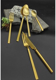 Resim Berlin Mat Gold 72 Prç Çatal Kaşık Bıçak Seti Gold 