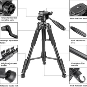 Resim Neepho Profesyonel Tripod Bluetooth Kumanda, Telefon Tutucu ve Çantalı Tripod 175 cm 