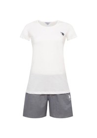 Resim U.s. Polo Assn. Kadın 207 Ekru Şort Takım Gri Melanj 