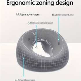 Resim Ergonomik O-Şekilli Masaj Yastığı - 360° Rahatlatma Desteği, Hafif Bej Nefes Alabilir Kapak, Dolgu, Fermuar Kapatma, Güzellik Yatakları ve Ev Kullanımı için Mükemmel, Güzellik Yatağı Yastığı | Modern Ergonomik Tasarım | Fermuarlı Yastık Kılıfı, Masaj Yastıkları 
