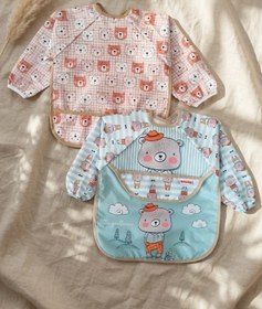 Resim Babydonat Teddy Guard Sıvı Geçirmez Uzun Kollu Bebek Mama Önlüğü 2'li Set - 6-24 Ay Leke Tutmaz Blw Uyumlu Ayı 