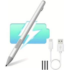 Resim Xuweiwei Surface Pro 11 9 10 8 X 7 6 5 4 3 İçin Gümüş Stylus Kalem 4096 Basınç Avuç Reddi Usb Şarj 60 Gün 3 Tampon Laptop Studio Book Uyumlu 