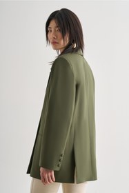 Resim Mizalle Oversize Çift Yırtmaçlı Haki Blazer Ceket 