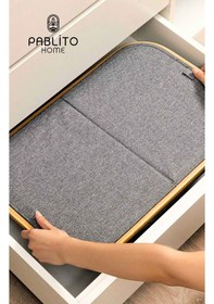 Resim Porsima Pbt-716 Kapaklı 2 Bölmeli Katlanabilir Kirli Bambu Çamaşır Sepeti Kirli Sepeti 57x37x70cm Gri 