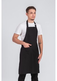 Resim Erkek Boyundan Asmalı Barista Şef Mutfak Önlüğü Siyah 
