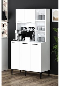 Resim Miya Çok Amaçlı Dolap, Kahve Köşesi, Kiler Dolabı, Mutfak Erzak Dolabı, Mini Mutfak Dolabı Beyaz 