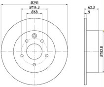 Resim ARKA FREN DISK AYNASI DUZ NISSAN QASHQAI 07-12 JUKE 10- 292X5 FERODO DDF1590 Ferodo