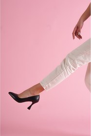 Resim Divolya Violet Siyah Burnu Şeffaf Detaylı Günlük Kullanım Stiletto 