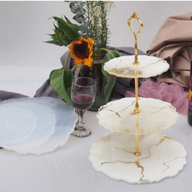 Resim Getshopmini Epoksi Silikon Kek Standı Yuvarlak Dalgalı Sunumluk Kalıbı 