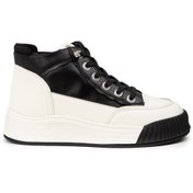 Resim Deery Kadın Hakiki Deri Siyah High Top Sneaker Ayakkabı 