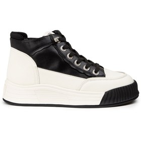 Resim Deery Kadın Hakiki Deri Siyah High Top Sneaker Ayakkabı 