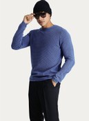 Resim İndigo Bisiklet Yaka Slim Fit Dar Kesim Desenli Pamuk Triko Kazak Kigili