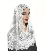 Resim 1 adet Zarif Dantel Perde - Yumuşak Polyester ve Spandex Karışımı, İnci Floral Tasarım, Kilise, Düğün ve Kutsal Hafta için Mükemmel, Güneş Koruma Başlığı, Kilise Kıyafeti | Zarif Dantel Perde | İnci Dantel İşlemi, Dantel Başörtüsü 