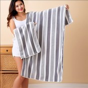 Resim 8 adet Banyo Havlu Seti, 2 Banyo Havlusu + 2 El Havlusu + 4 Yüz Havlusu dahil, Çizgili Desen Mikrofiber Malzeme Yumuşak, Rahat ve Yüksek Emici, Banyo Duşu, Sauna, Otel, Fitness, Yüzme, Plaj, Tatil Hediyeleri için Uygun, Çoklu Renkler Mevcut, Yüz Havlusu. 