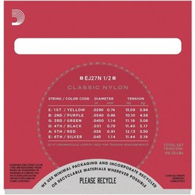 Resim D'Addario EJ27N 1/2 Classics Serisi Klasik Gitar Tel Seti (1/2 Ölçek - Normal Tension - Gümüş Sarım) 