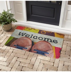 Resim Welcome Ayakkabılar Baskılı Kaliteli Kauçuk Kapı Önü Paspası 