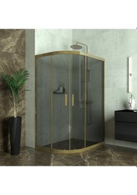 Resim Tekno Duş Bronze Sirius 6mm Füme Cam Asimetrik Oval Duşakabin Füme 