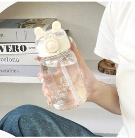 Resim Konesam Gençler İçin Büyük Kapasiteli, Darbe Dayanıklı, Portatif, Kalp Desenli Emme Kulpü, Spor Ve Okul Kullanıma Uygun Plastik Su Bardağı Beyaz Çilek Ayıcık Diğer 