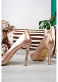 Resim Stiletto Büyük Numara Bayan Ayakkabısı Bronz 