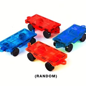 Resim 7.49 cm manyetik karolar için uygun 4 parça araba kamyon yapım kiti, manyetik yapı blokları oyuncağı, STEM sınıf gereçleri, 3 yaş ve üzeri erkek ve kız çocuklar için doğum günü hediyeleri 