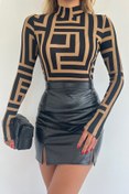 Resim Hera Moda Hera Moda Desenli Dik Balıkçı Yaka Bluz 
