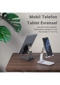 Resim Essager Uzayıp Kısayabilen Kaymaz Pad Masaüstü Telefon Tutucu Masaüstü Tablet Standı Yükseklik Ayarlı 