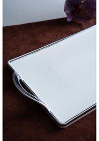 Resim Acar Arven Dikdörtgen Silver Sunum Tepsi - 41 Cm Beyaz 