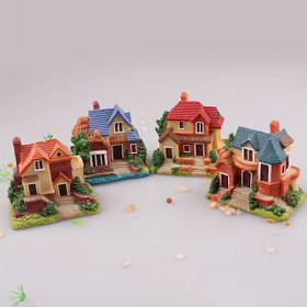 Resim 2 adet Modern Reçine Ev Modelleri ile Sıkıca Mikro Peyzaj - Sevgililer Günü Dekoru, Masaüstü Sergisi, Güç Gerektirmez, Ev Dekoru için Renkli Minyatür Mimari Figürler 