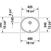 Resim Duravit Dune Tezgahaltı Lavabo 42,5 X 34 cm, Alpin Beyaz 0481460000 