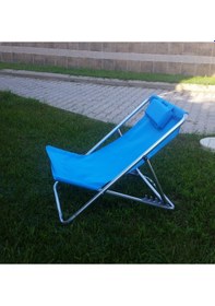 Resim Plaj Balkon Teras Bahçe Sandalye Koltuk Şezlong Pratik Katlanır Turkuaz 