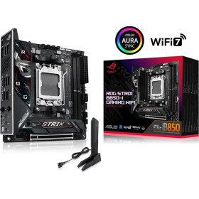 Resim Asus Rog Strıx B850-I Gamıng Wıfı Amd B850 Am5 Ddr5 8400 Dp HDMI Çift M2 Usb3.2 Gen 2x2 Wifi 7 + Bt Aura Rgb 2.5gbit Lan Mini Itx 