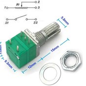 Resim 5 Pin 10kohm Potansiyometre B10k Anahtarlı Pot Tırtıklı 15mm Dön 