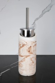 Resim 2 Parça Dekoratif Beton Tuvalet Fırçası Metal Wc Fırçalığı Mermer Deseni 