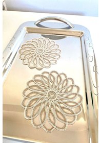 Resim 6 Adet Fransız Tarzı Modern Gold & Krem Simli Bardak Altlığı 