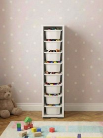 Resim Luda 8 Mini Beyaz Sepetli Çok Amaçlı Oyuncak Dolabı Beyaz 