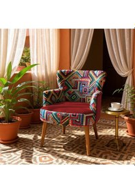 Resim Azra Mobilya Modern Tasarım Dijital Baskılı Babyface Kumaş Berjer Renkli Desen Tekli Koltuk - Bordo Bordo 