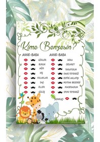 Resim Babyshower Bebek Cinsiyet Partisi Kime Benzesin Oyun Kartı 8 Ad 