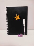 Resim Tasarım Siyah Defter Sonbahar Temalı Anne Bebek Albümü Siyah Yapraklı Gezi Defteri Ahşap Kapak Siyah Çizim Defteri 