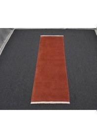 Resim Zehra Abla Halı Yeni El Dokuma Başyapıt Tek Renk Somon Burdur Bucak Yolluk Yün Halı 5831 Renkli 