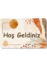 Resim Dijital Baskılı Hoş Geldiniz Yazılır Desenli Dekoratif Dış Kapı Önü Ve Iç Mekan Paspası Yıkanabilir Turkuaz 