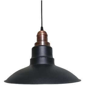 Resim Riolight Retro Siyah Içi Beyaz Tekli Metal Sarkıt Çap:30Cm 