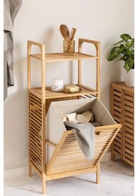 Resim 2 Organizer Raflı Ahşap Bambu Çek-aç Kirli Sepeti Diğer 