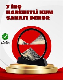 Resim Rahatlatıcı Kum Sanatı - Yuvarlak Cam Çerçeveli Hareketli Kum Resmi, Ofis Ve Ev İçin Etkileşimli Masaüstü Süs 