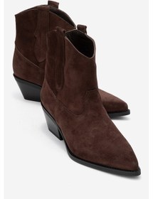 Resim Luvishoes Luvi Shoes Elıa Kahverengi Süet Hakiki Deri Kadın Western Bot Kahverengi 