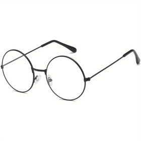 Resim 1 Adet Büyücü Temalı Yuvarlak Siyah Çerçeve Gözlük - Erkek ve Kadınlar İçin Şeffaf Lensli Metal Kollu Moda Dışı Gözlük, Cadılar Bayramı ve Kostüm Partileri İçin Mükemmel 