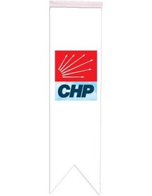 Resim Masa Üstü Kırlangıç Chp Bayrağı - 8X30Cm Çift Taraflı Saten Kumaş 