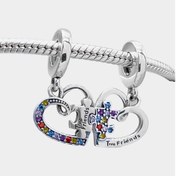 Resim Kalpli Arkadaşlık Puzzle Parçası Charm | 925 Ayar Gümüş 