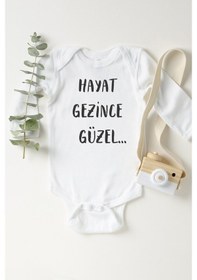 Resim Tuğbababy Baby Hayat Gezince Güzel Uzun Kol Çıtçıtlı Bebek Body Kız Erkek Beyaz 