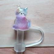 Resim Parlak Kedi Pipet Üstü, Reçine PVC, Su Geçirmez, Toz Geçirmez Kapak 40oz Bardaklar İçin, Sevgililer Günü, Anneler Günü, Aile Toplantıları İçin İdeal - Sevimli Parıltılı Meteor Tasarımı, Şenlik İçecek Aksesuarı | Parıltılı Pipet Üstü | Dayanıklı Pipet Kapak 
