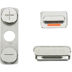 Resim iPhone 5 5s SE Uyumlu On Off Mute Ses Tuş Butonları Set - Gri 